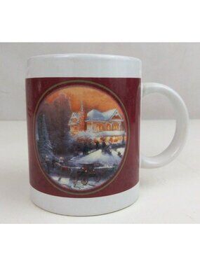 Vintage Thomas Kinkade Victorian Christmas II Coffee Mug Cup 3.75" Tall